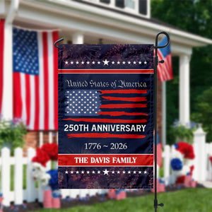 Personalized Family Name USA 250th Anniversary Garden Flag