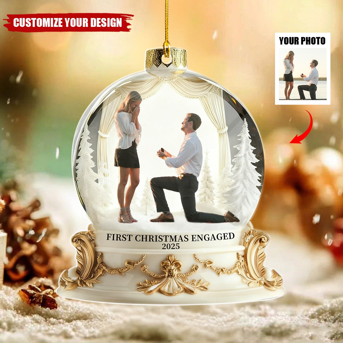 Personalized First Christmas Married Ornament, Newlywed Couple Gift