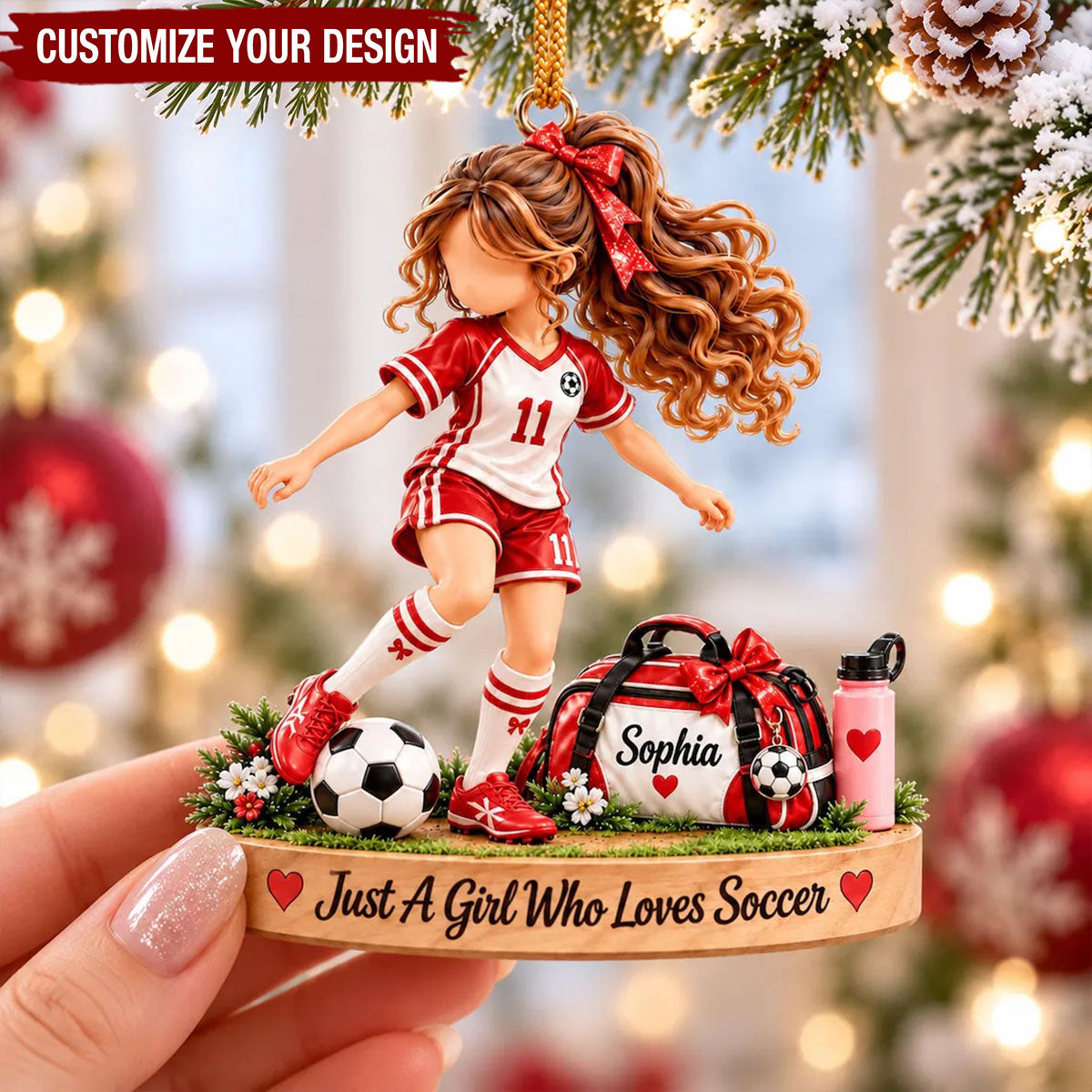 Personalized Soccer Girl Ornament,  Soccer Team Player Keepsake