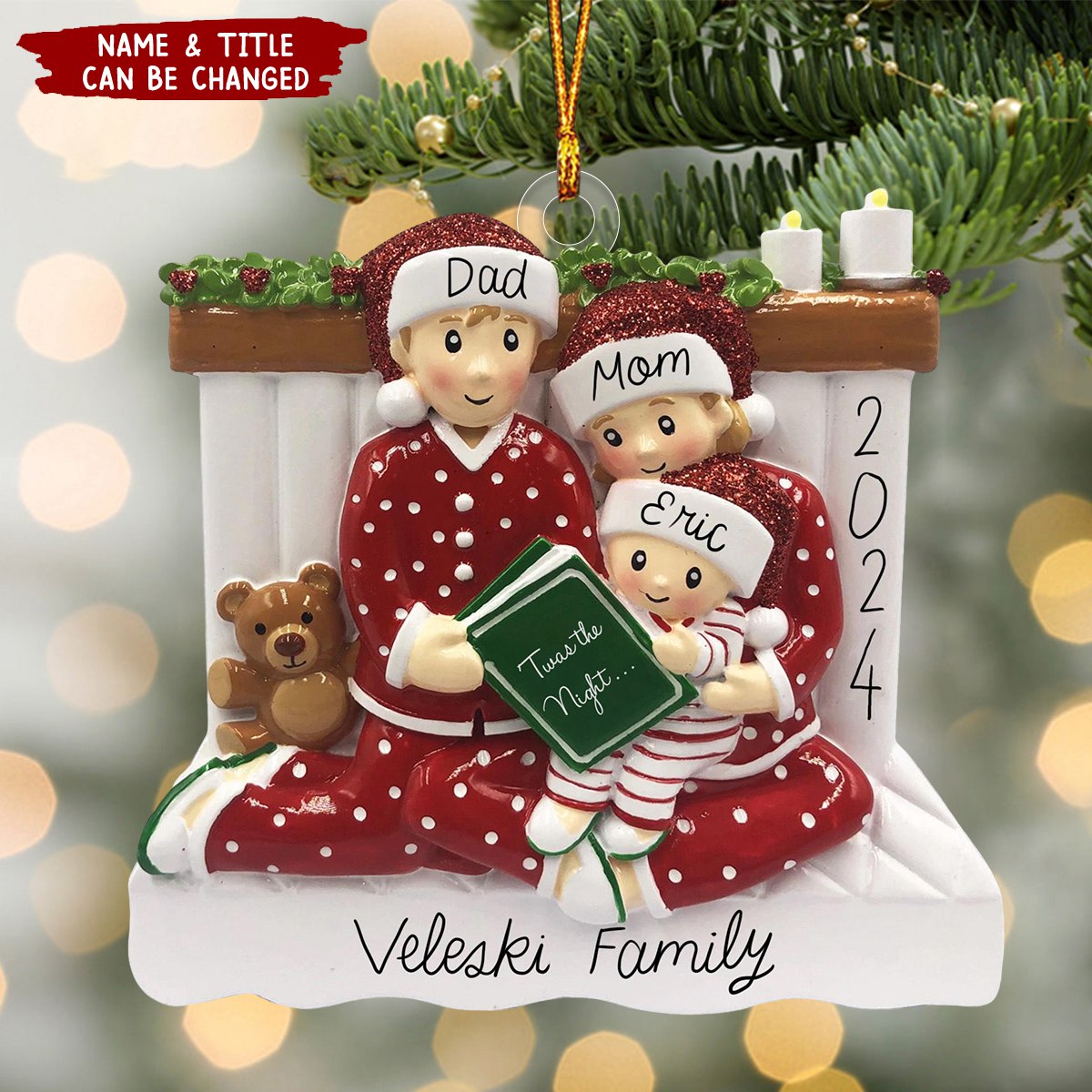 Personalized People Pajama Family Christmas Ornament