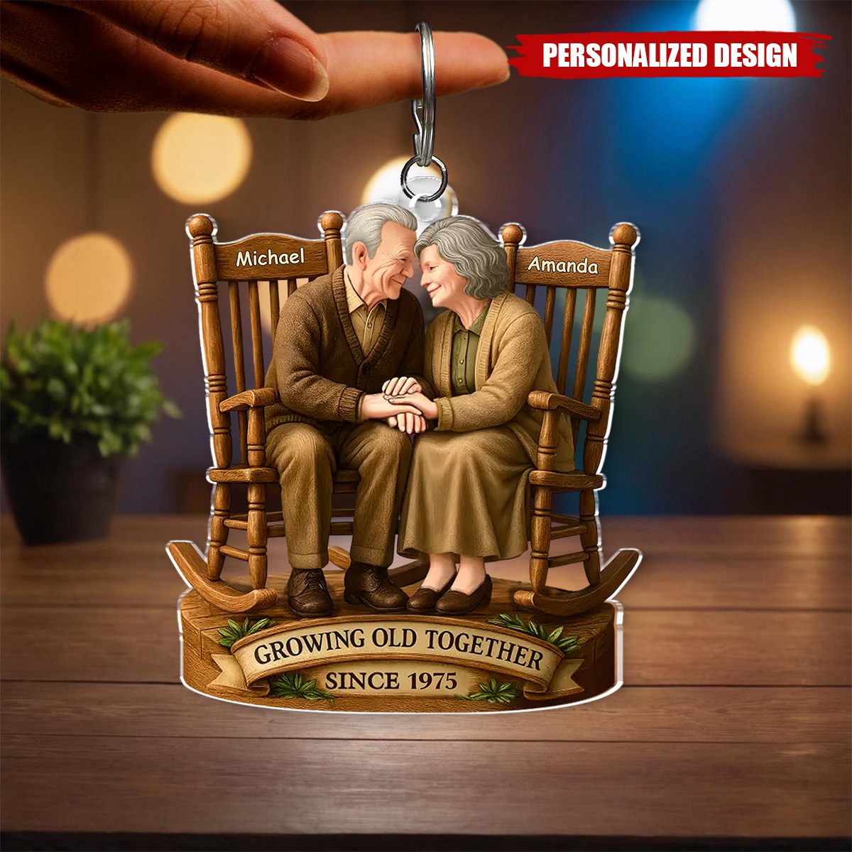 With You, Every Year Is Golden - Couple Personalized Custom Shaped Acrylic Keychain, Anniversary