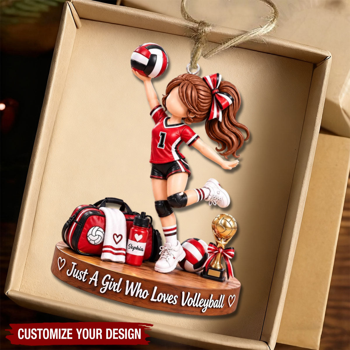 Personalized Volleyball Christmas Ornament, Just A Girl Who Loves Volleyball