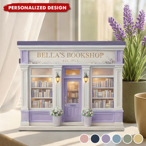 Personalized Bookshop Wooden Block, Custom Bookshelf Decor, Book Lover Gift