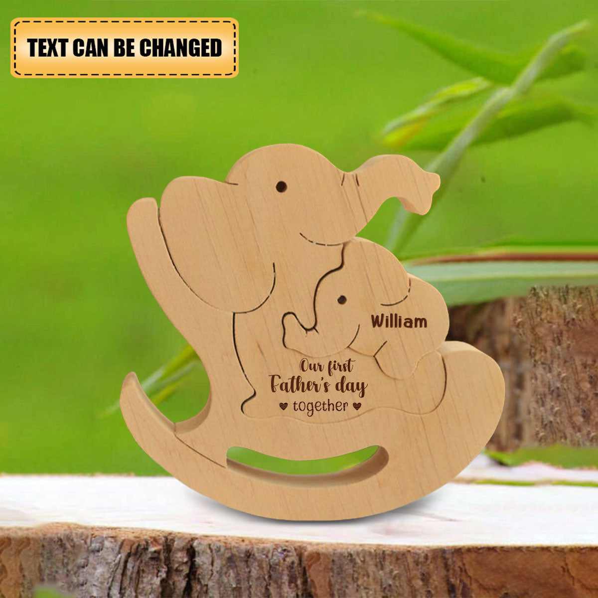 Personalized Dad And Kid Wooden Elephant Puzzle, First Father's Day Gift