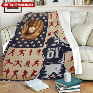 Personalized Baseball Blanket, Baseball Players Gift