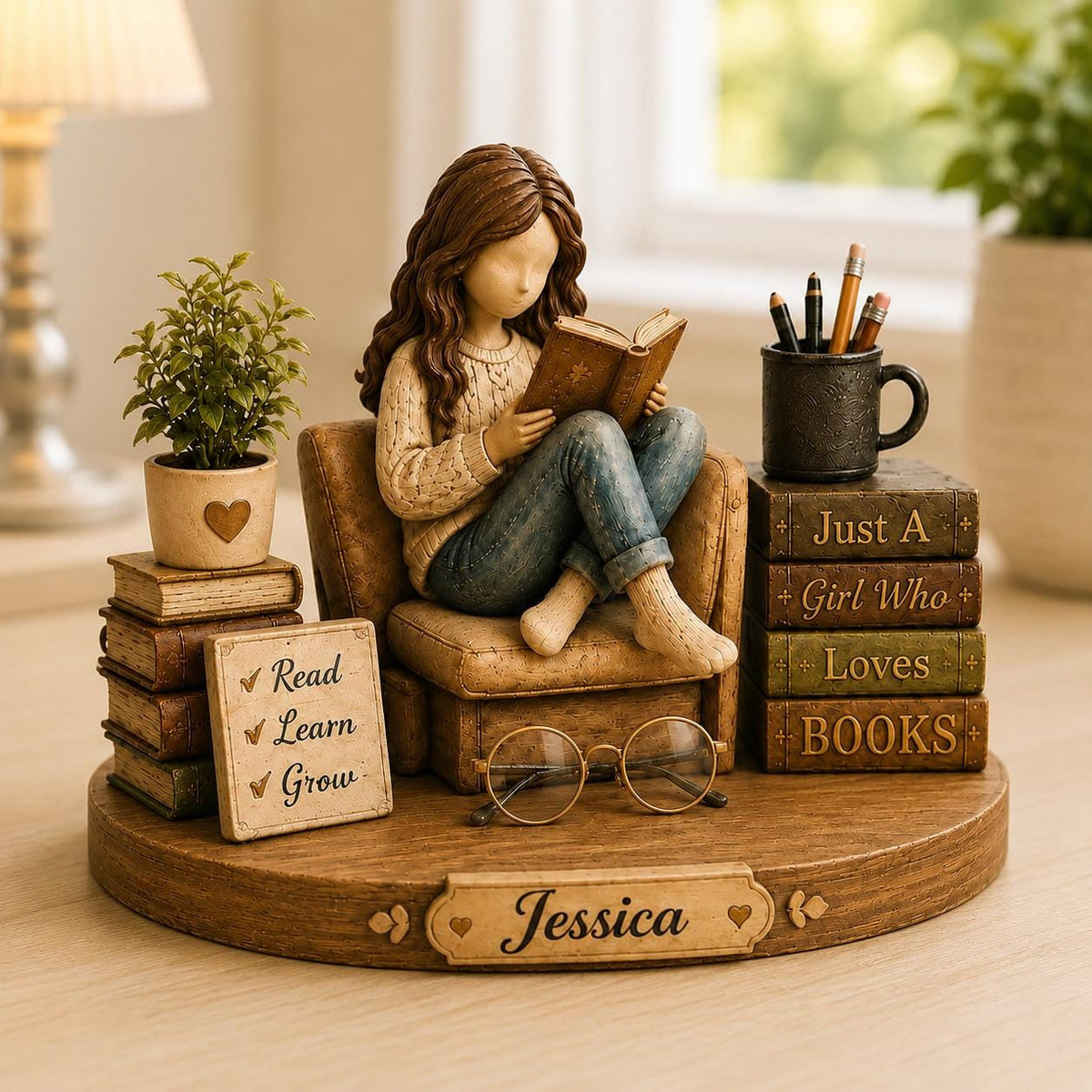 Just A Girl Who Loves Books, Personalized Book Lover Wooden Plaque