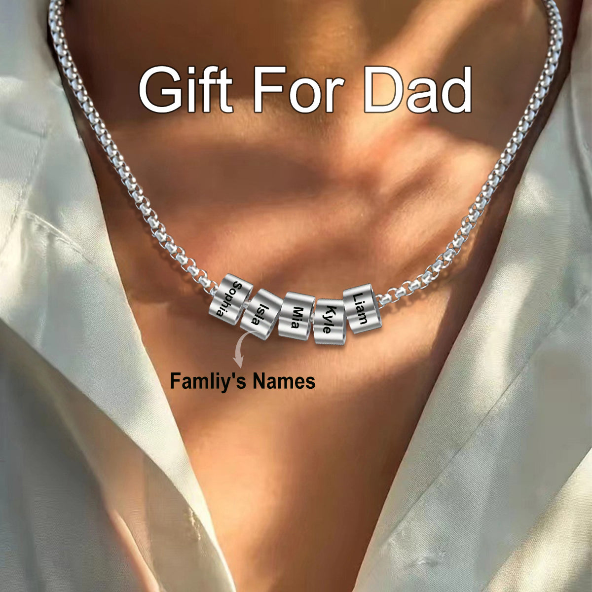 Personalized Engraved Family Name Necklace, Father's Day Gift