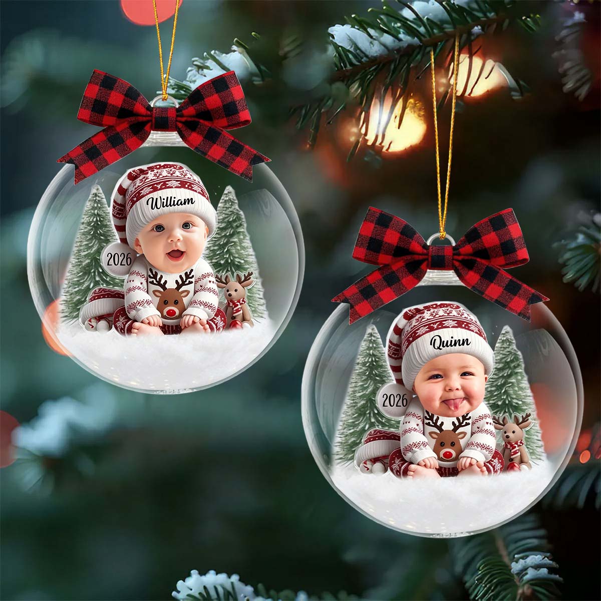 Custom Baby Christmas 3D Ball Ornament-Upload Photo