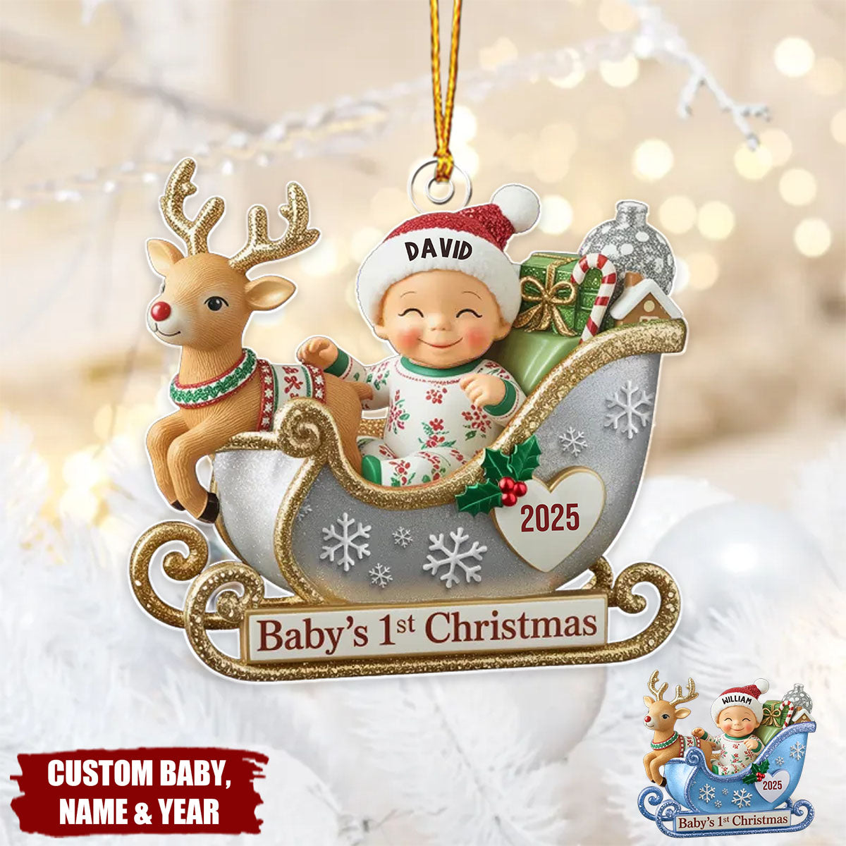 Custom Acrylic Ornament - Personalized Christmas Baby Shower, Gender Reveal Gifts For New Parents