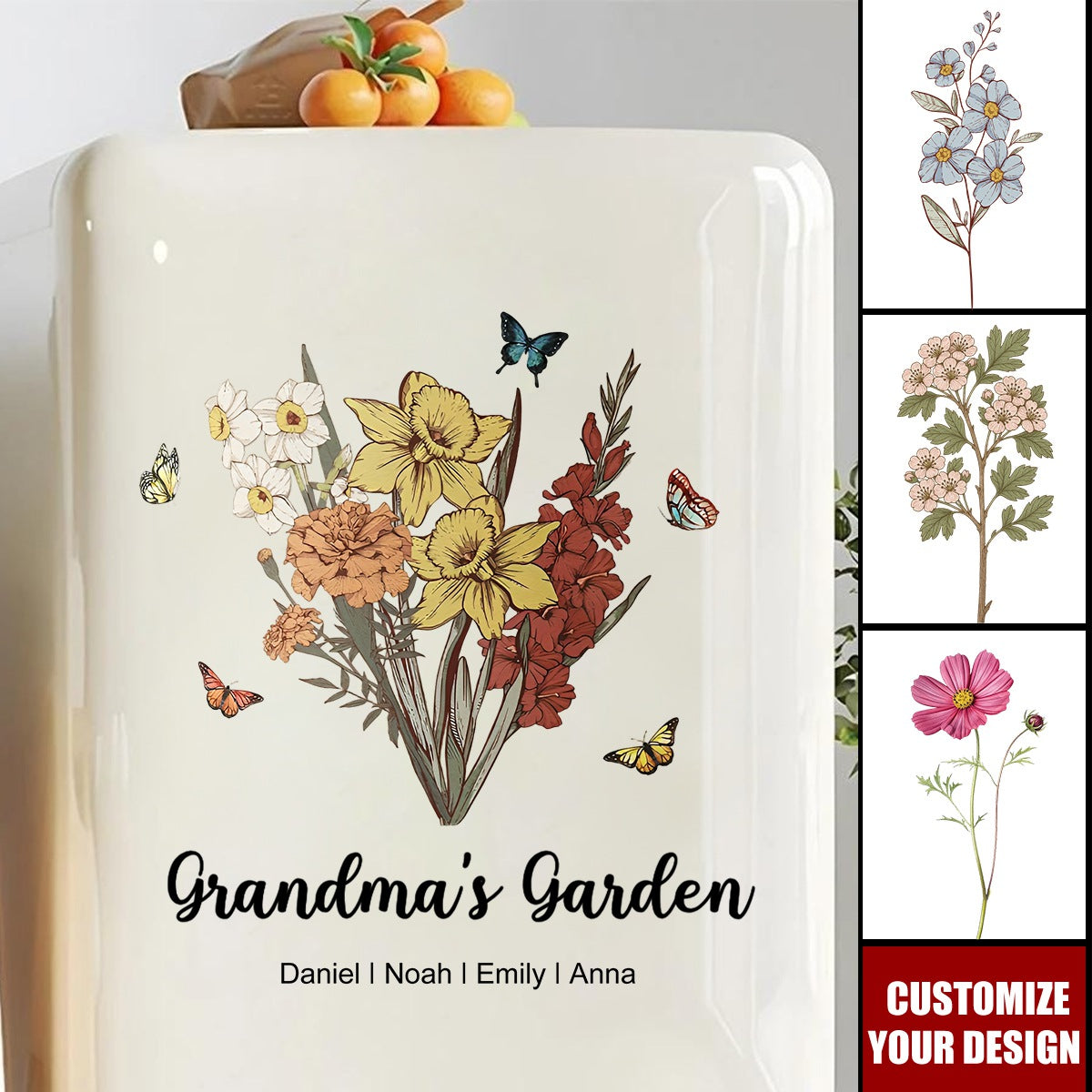 Grandma's Garden-Personalized Stickers, Gift For Family