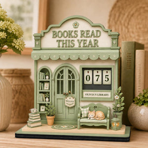 Personalized Cozy Bookshop Reading Tracker Wooden Sign Books Read This Year Counter