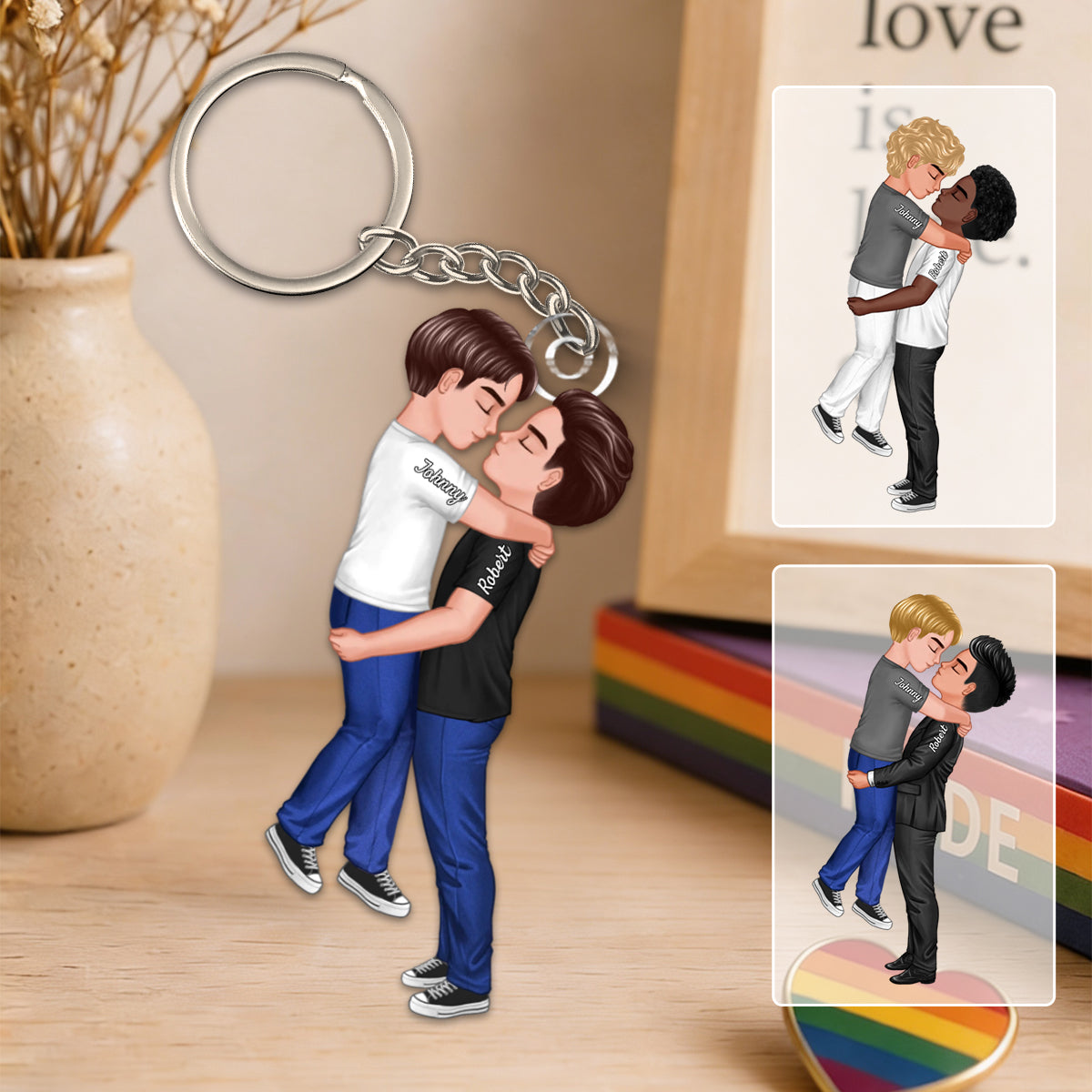 Custom LGBTQ Love Acrylic Keychain – Personalized Romantic Gift For LGBTQ Partners