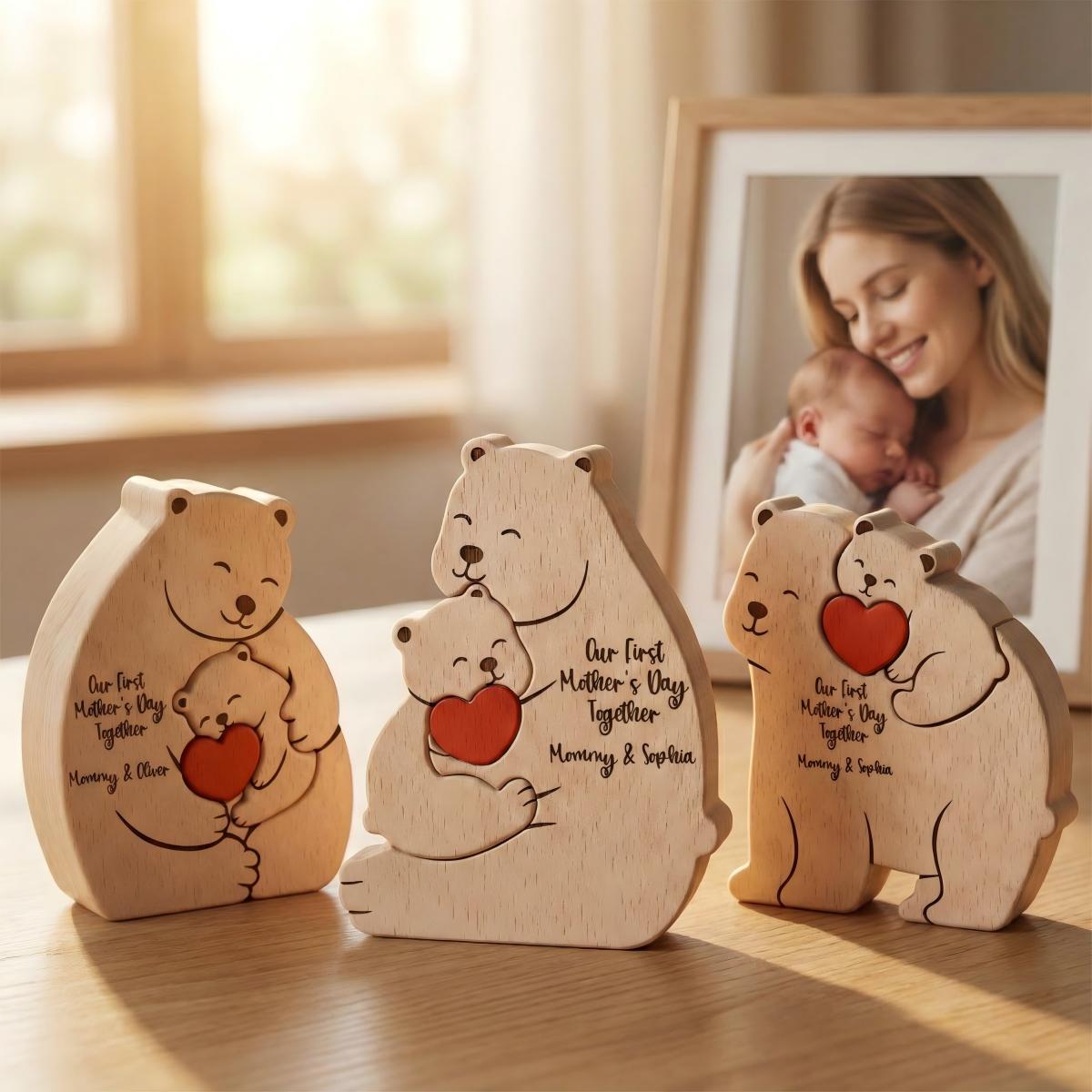 Mother's Day Gifts, Father's Day Gifts - Mama Bear Mom & Baby Cub - Personalized Puzzle