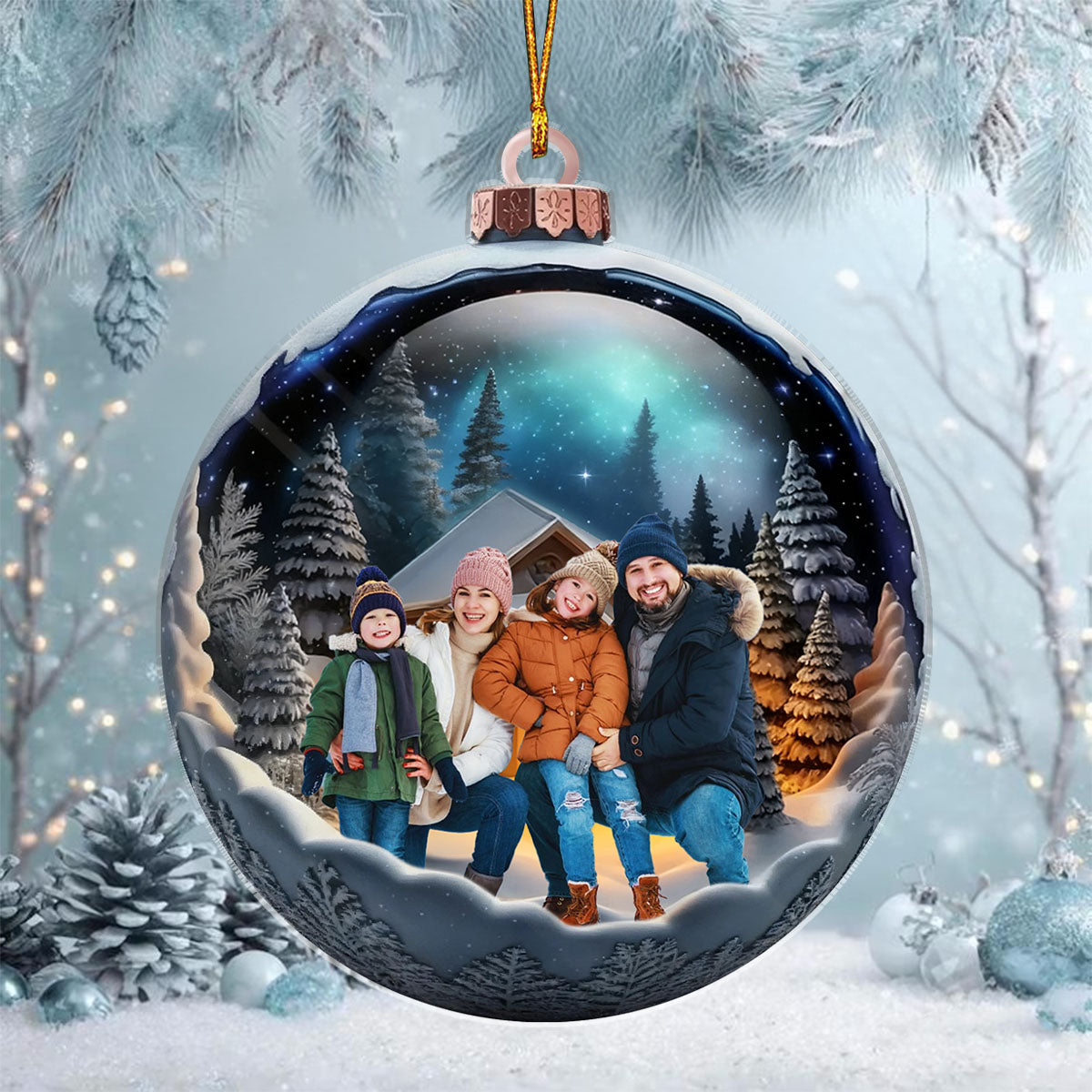 Custom Family Photo Ornament, Christmas Keepsake Gift