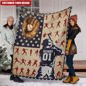 Personalized Baseball Blanket, Baseball Players Gift