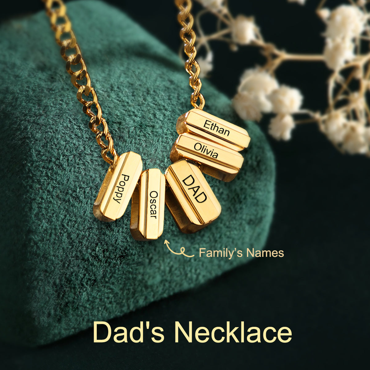 Personalized Custom Engraved Name Necklace, Dad's Necklace