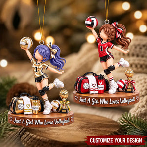 Personalized Volleyball Christmas Ornament, Just A Girl Who Loves Volleyball