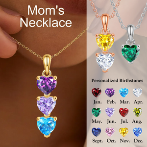 Personalized Birthstone Heart Necklace, Gift For Grandma Mom