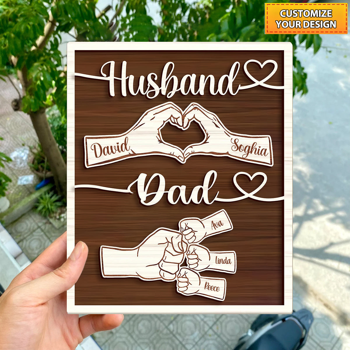 Personalized Name Fist Bump Wooden Sign, Father's Day Gift