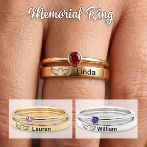 Personalized Custom Name Stacking Birthstone Memorial Ring