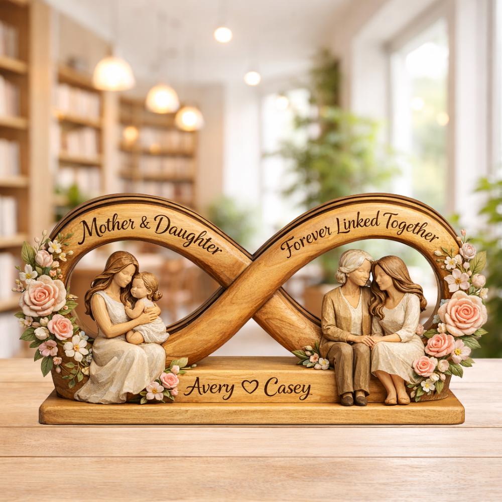 Personalized Infinity Wooden Block Mother Daughter Custom Mother's Day Gifts
