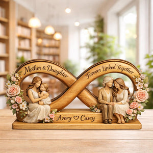 Personalized Infinity Wooden Block Mother Daughter Custom Mother's Day Gifts