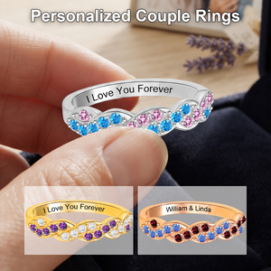 I Love You Forever - Personalized Wave Birthstone Promise Ring