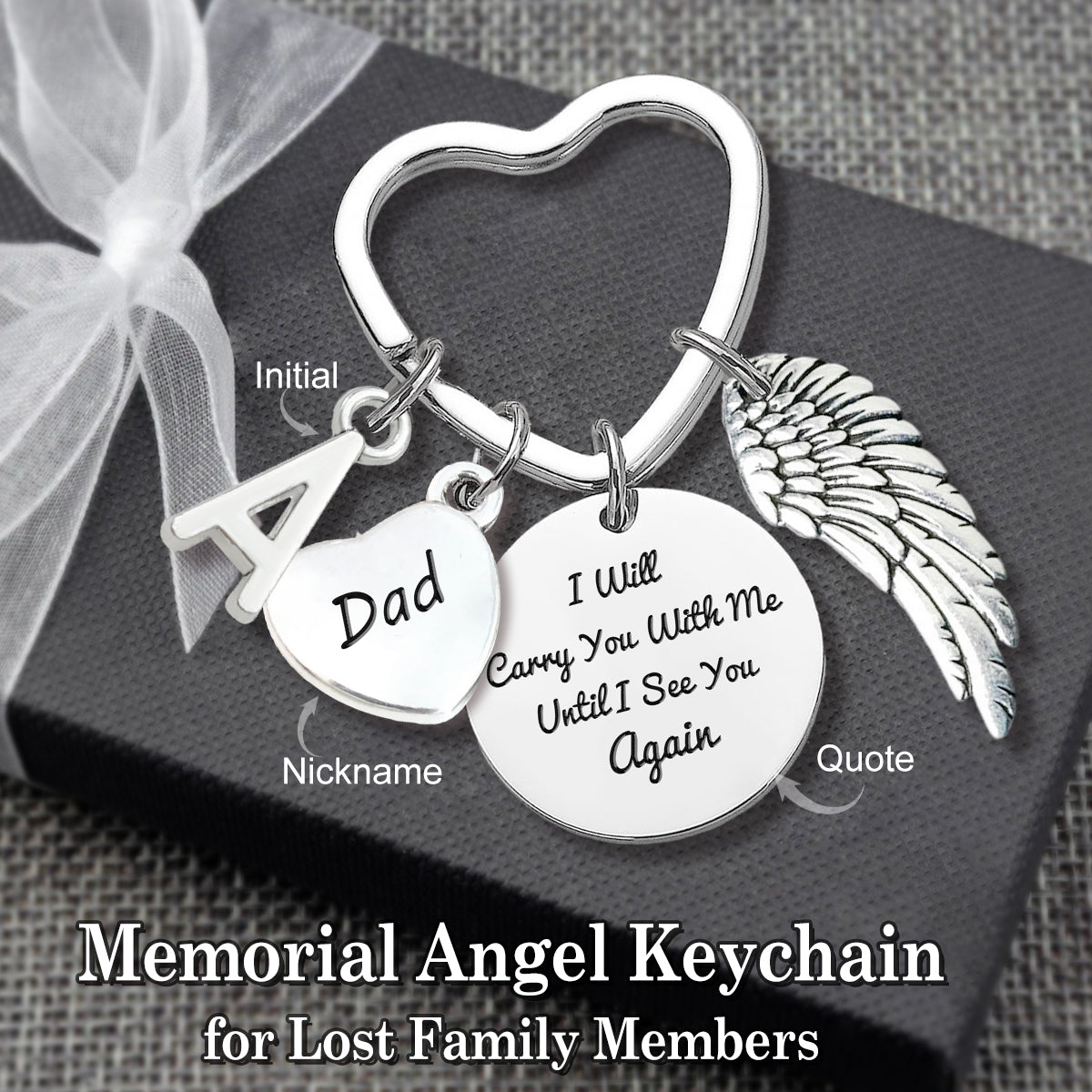 Personalized Bereavement Sympathy Gift, Loss of Brother Memorial Angel Wing Keychain