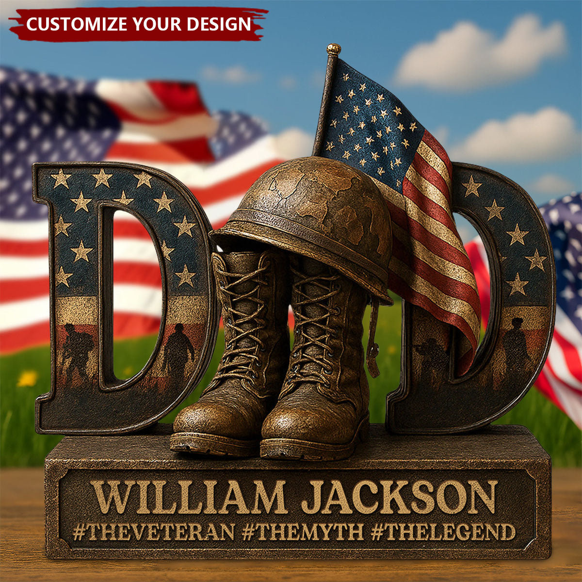 Veteran Dad Acrylic Plaque Personalized Gifts For Dad