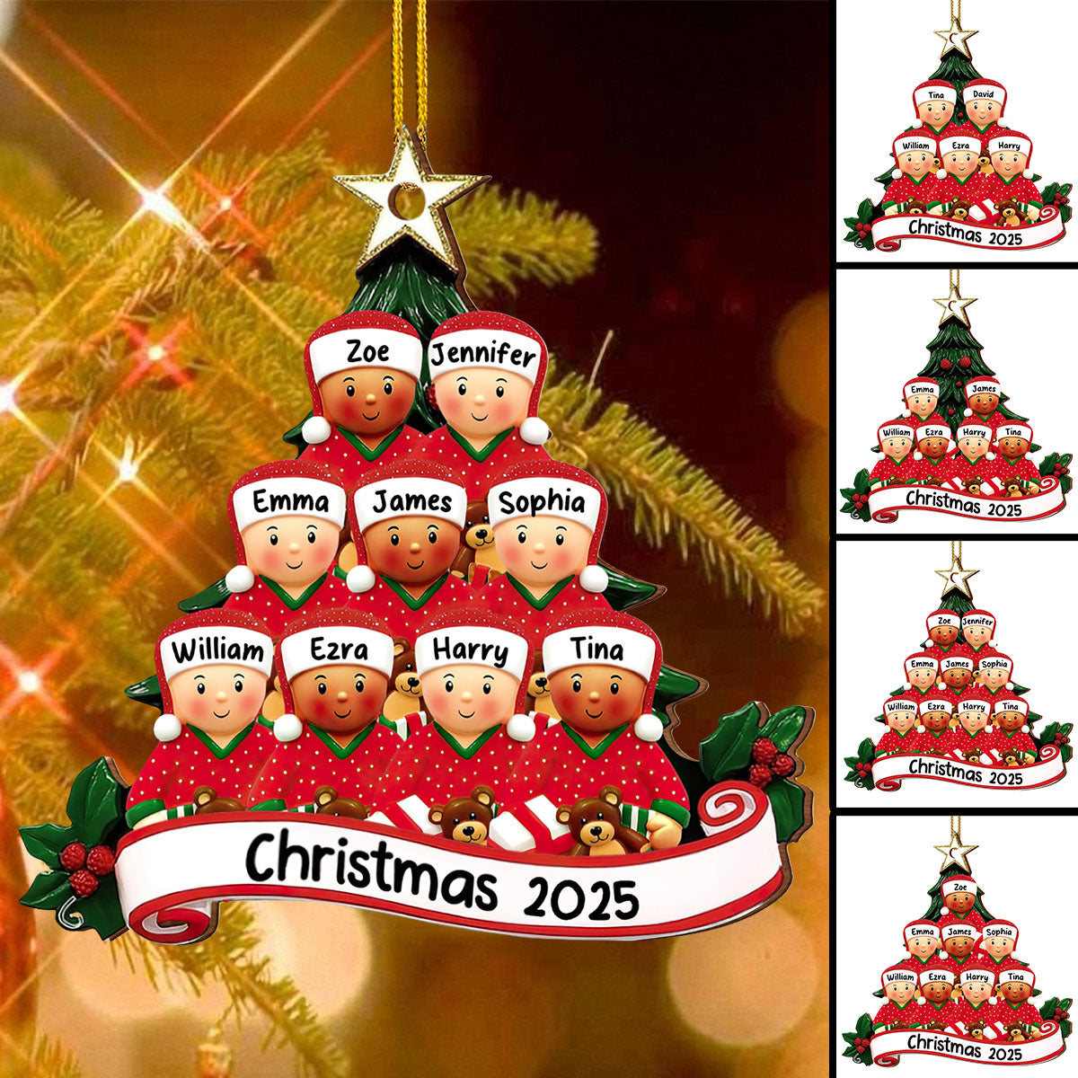 Personalized Wood Ornament, Gift For Family and Christmas Enthusiasts