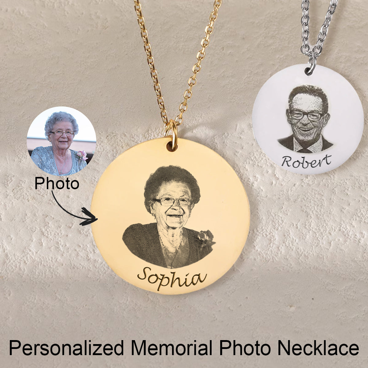 Unique Personalized Engraved Photo Memorial Necklace