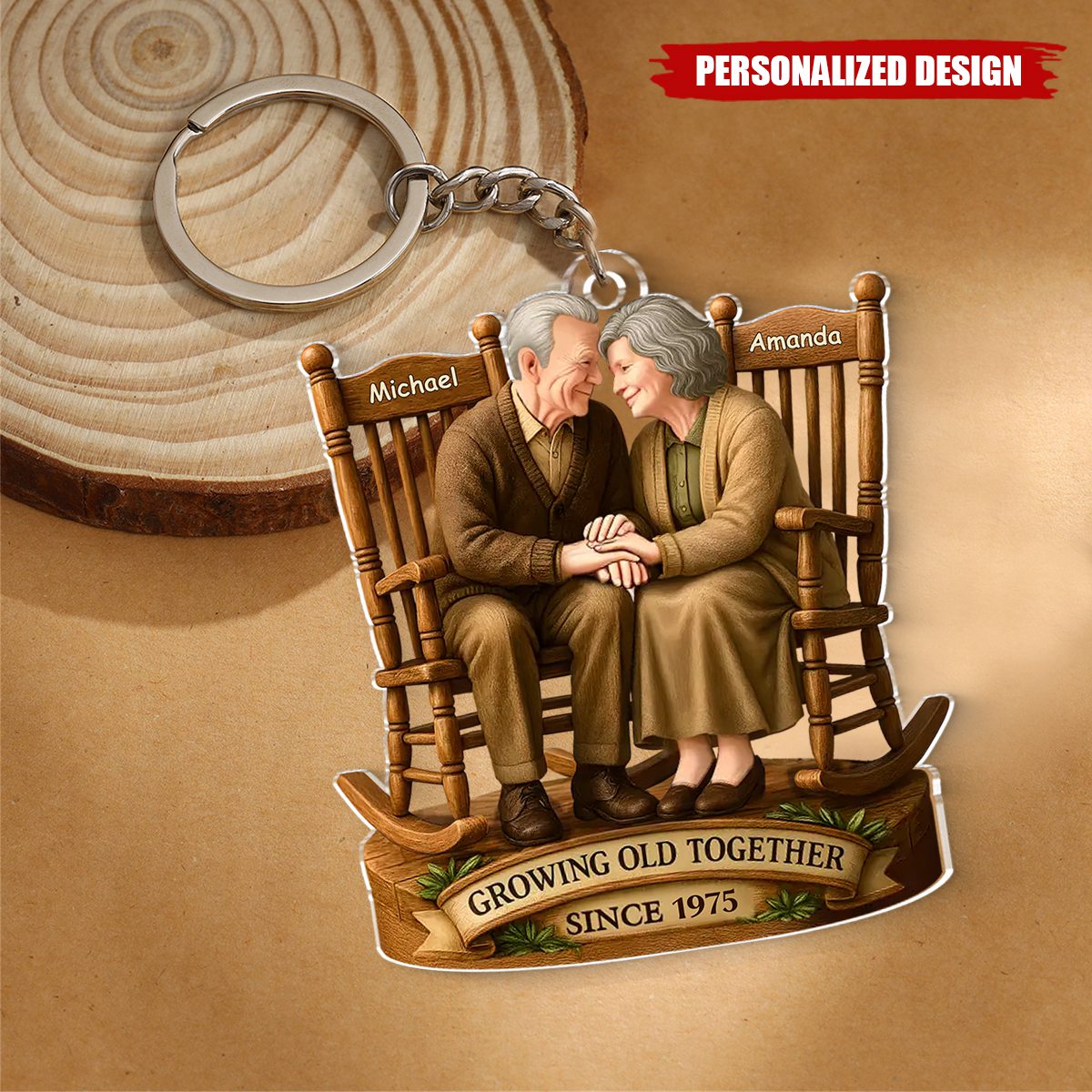 With You, Every Year Is Golden - Couple Personalized Custom Shaped Acrylic Keychain, Anniversary