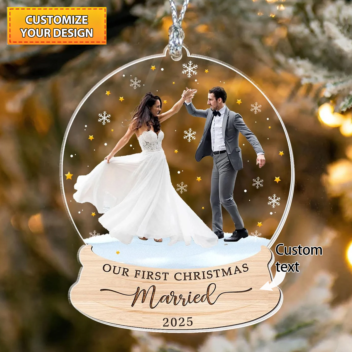 First Christmas Married - Personalized Christmas Ornament