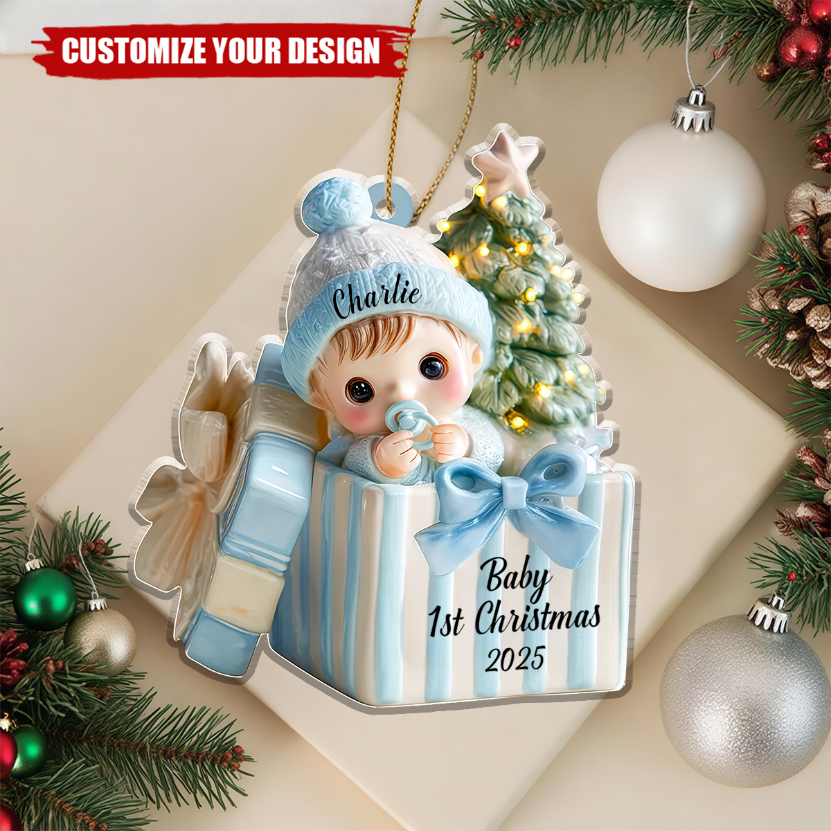 Custom Baby's 1st Christmas Ornament, Baby's First Christmas Gift