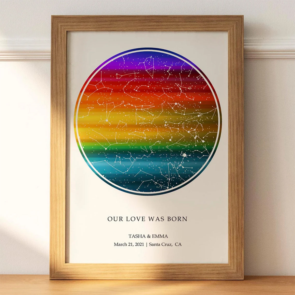 Custom LGBTQ Star Map Poster – Personalized Couple Gift
