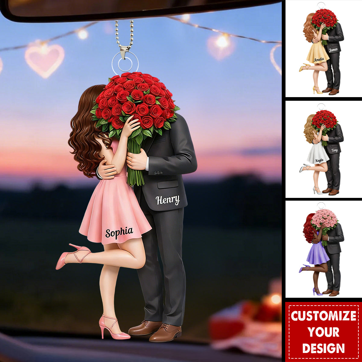 Forever Without Saying a Word Elegant Couple - Personalized Car Hanger