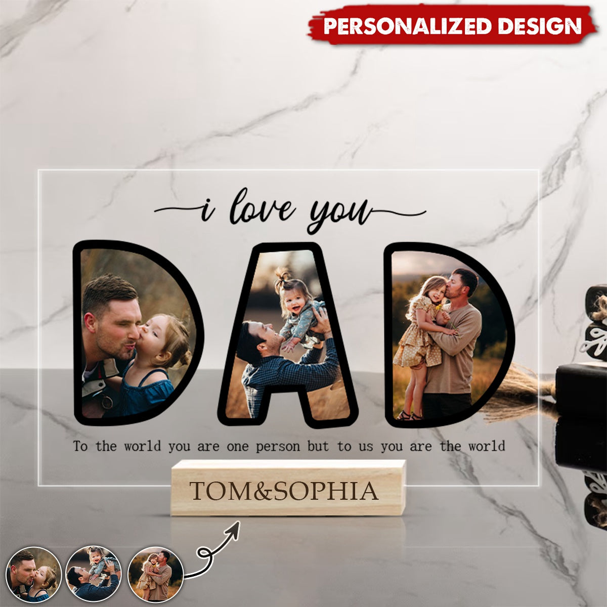 Personalized Acrylic Family Photo Plaque, Father's Day Gift