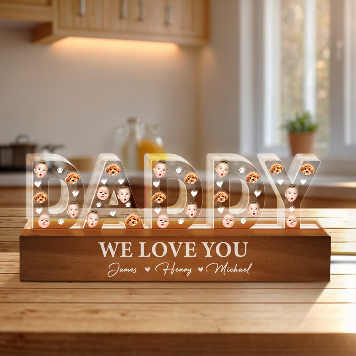 Personalized Photo LED Night Light, Father's Day Gift