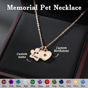 Personalized Pet Paw Birthstone Necklace, Gift For Pet Lovers