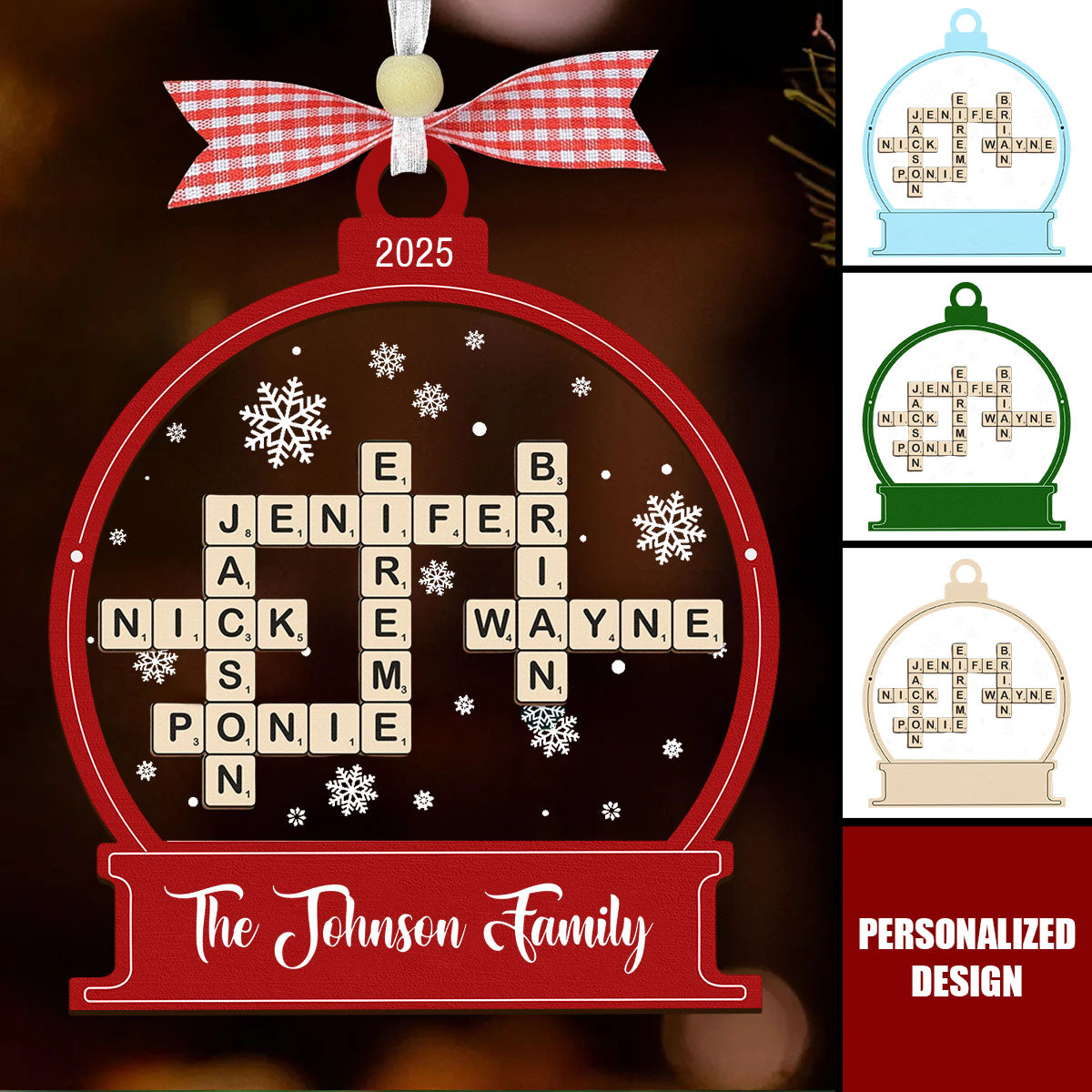 Personalized Family Crossword Christmas Ornament
