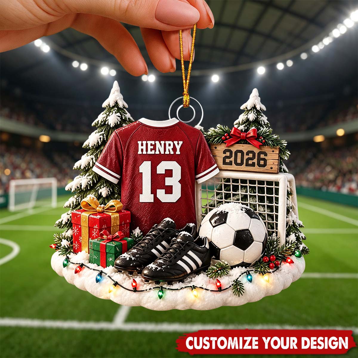 Personalized Soccer Christmas Ornament, Custom Player Name Jersey Ornament