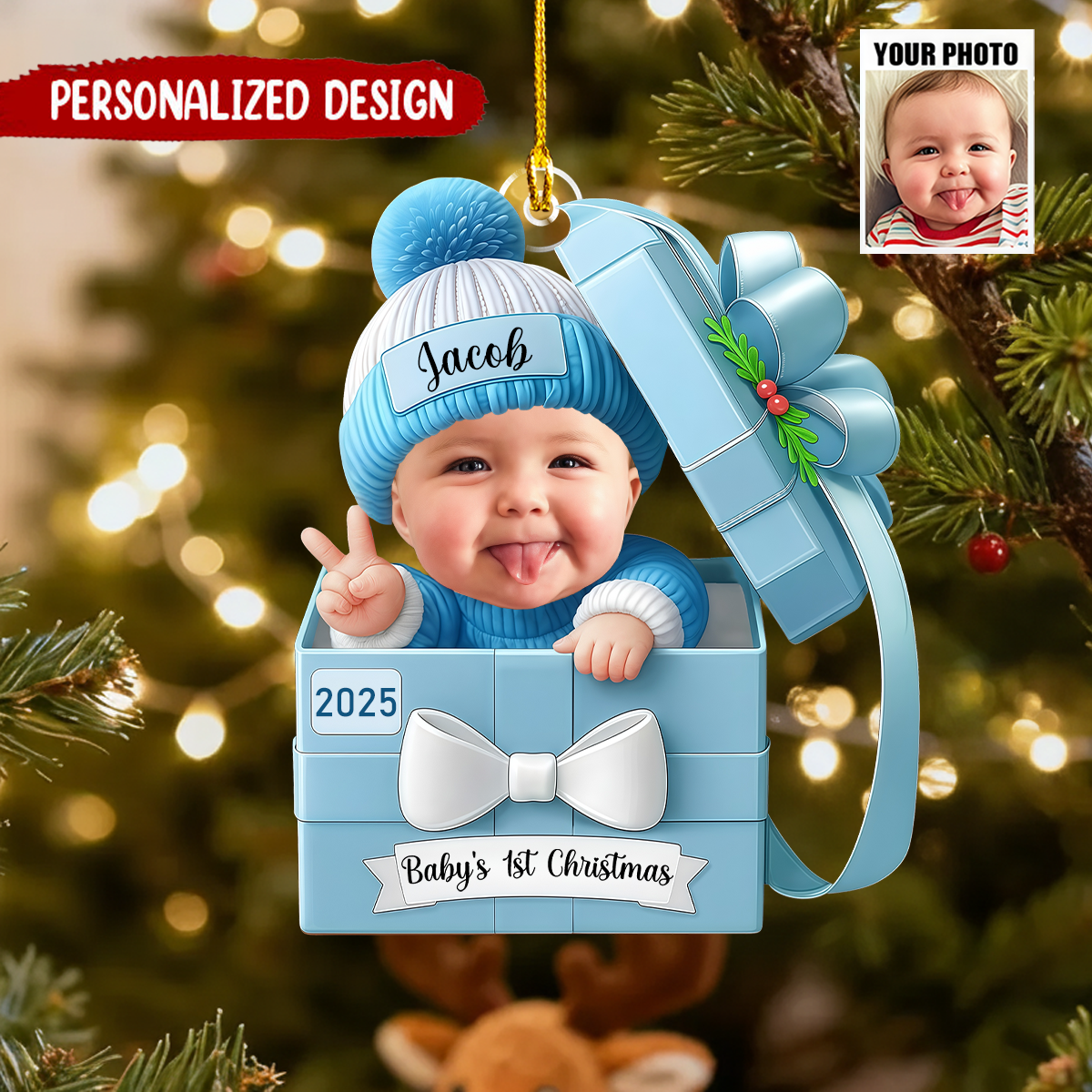 Custom Baby’s First Christmas Ornament, Personalized Baby Ornament