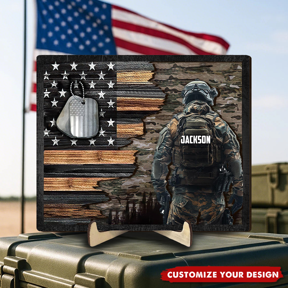 Personalized Custom Name Soldier Wooden Plaque