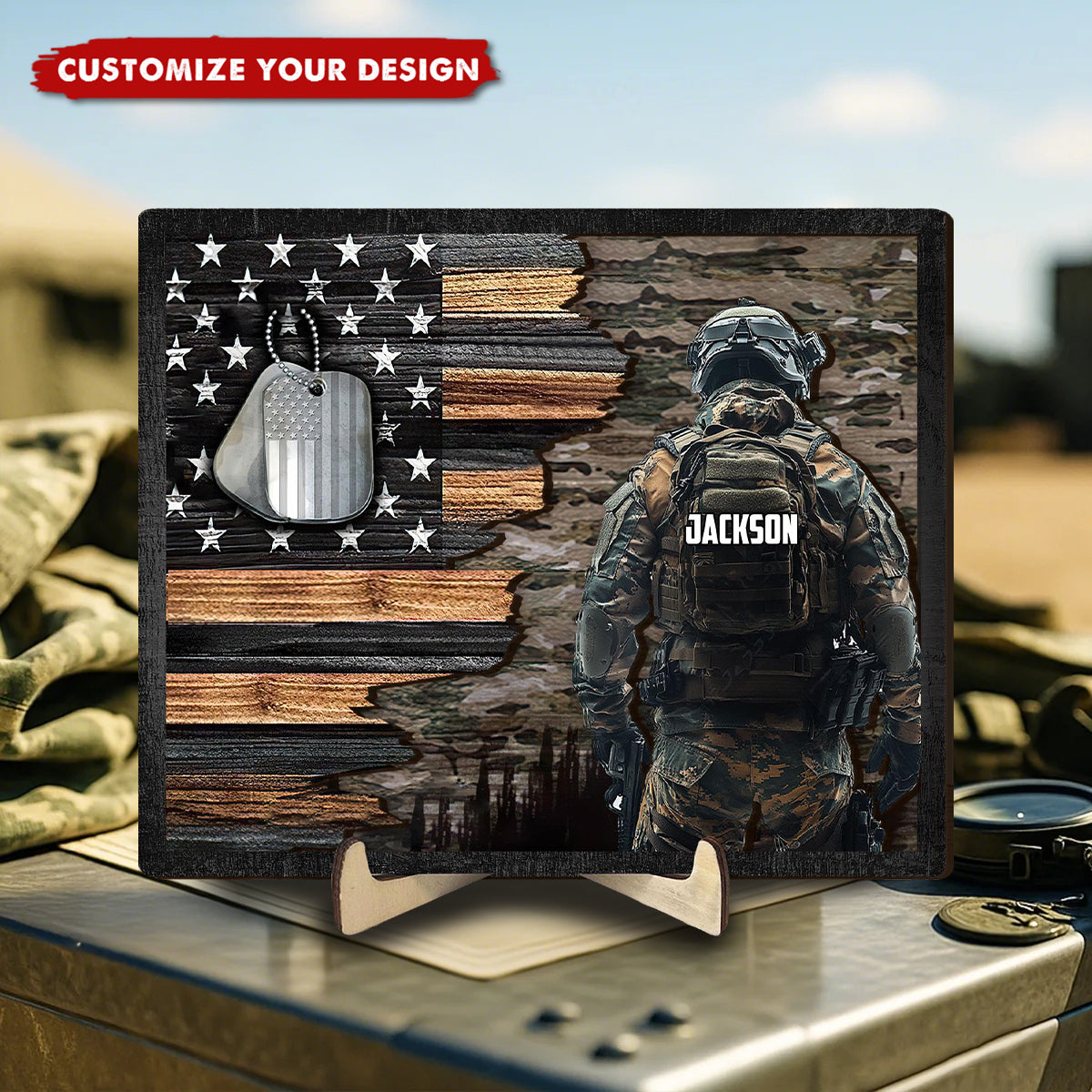 Personalized Custom Name Soldier Wooden Plaque