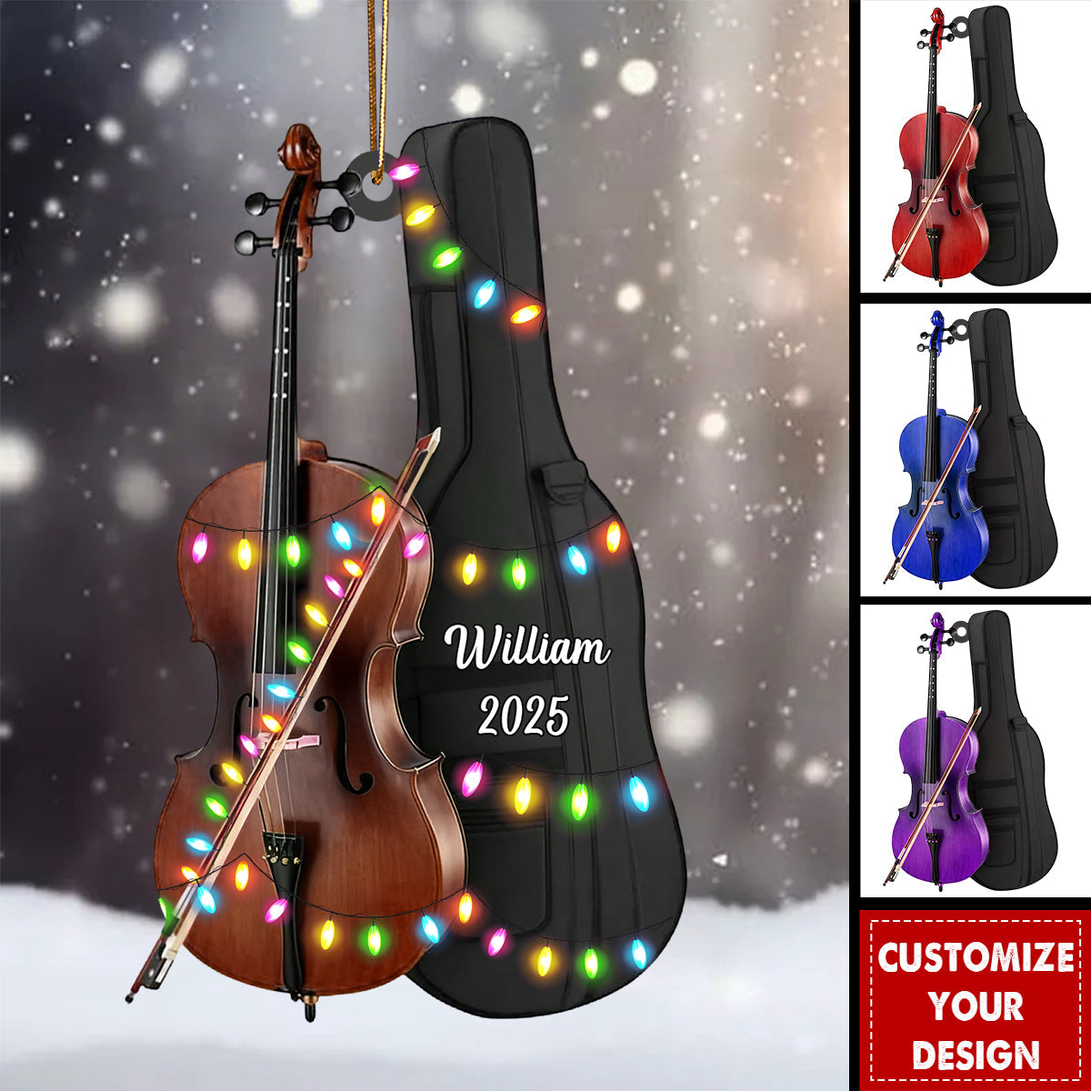 Personalized Cello Instrument Music Ornament,Cello Player Gift