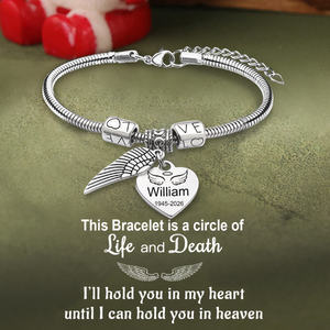Always In My Heart, Personalized Angel Wings Memorial Bracelet