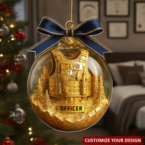 Personalized Police Officer Ornament with Golden Vest