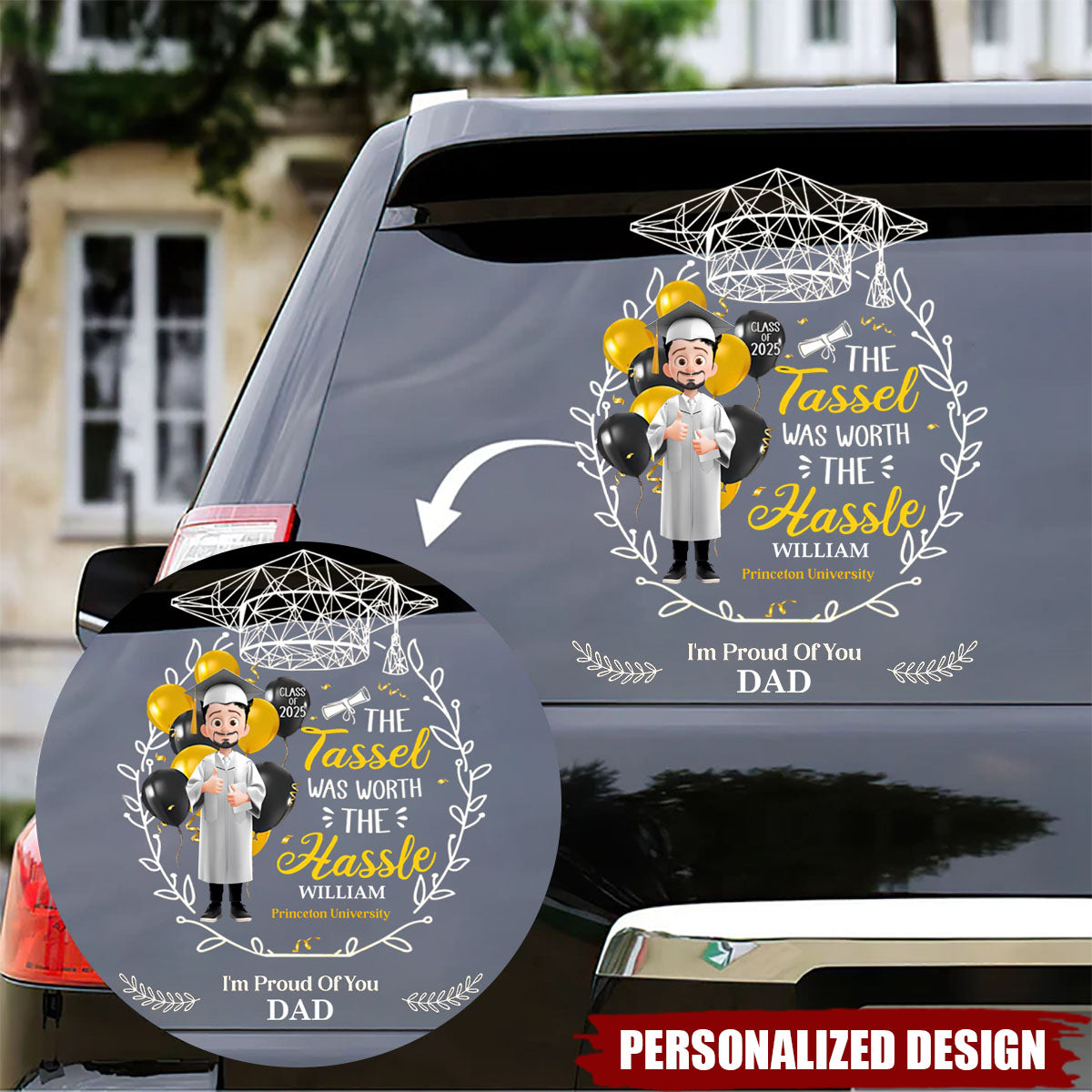 Personalized Name Waterproof Car Stickers, Class Of 2025