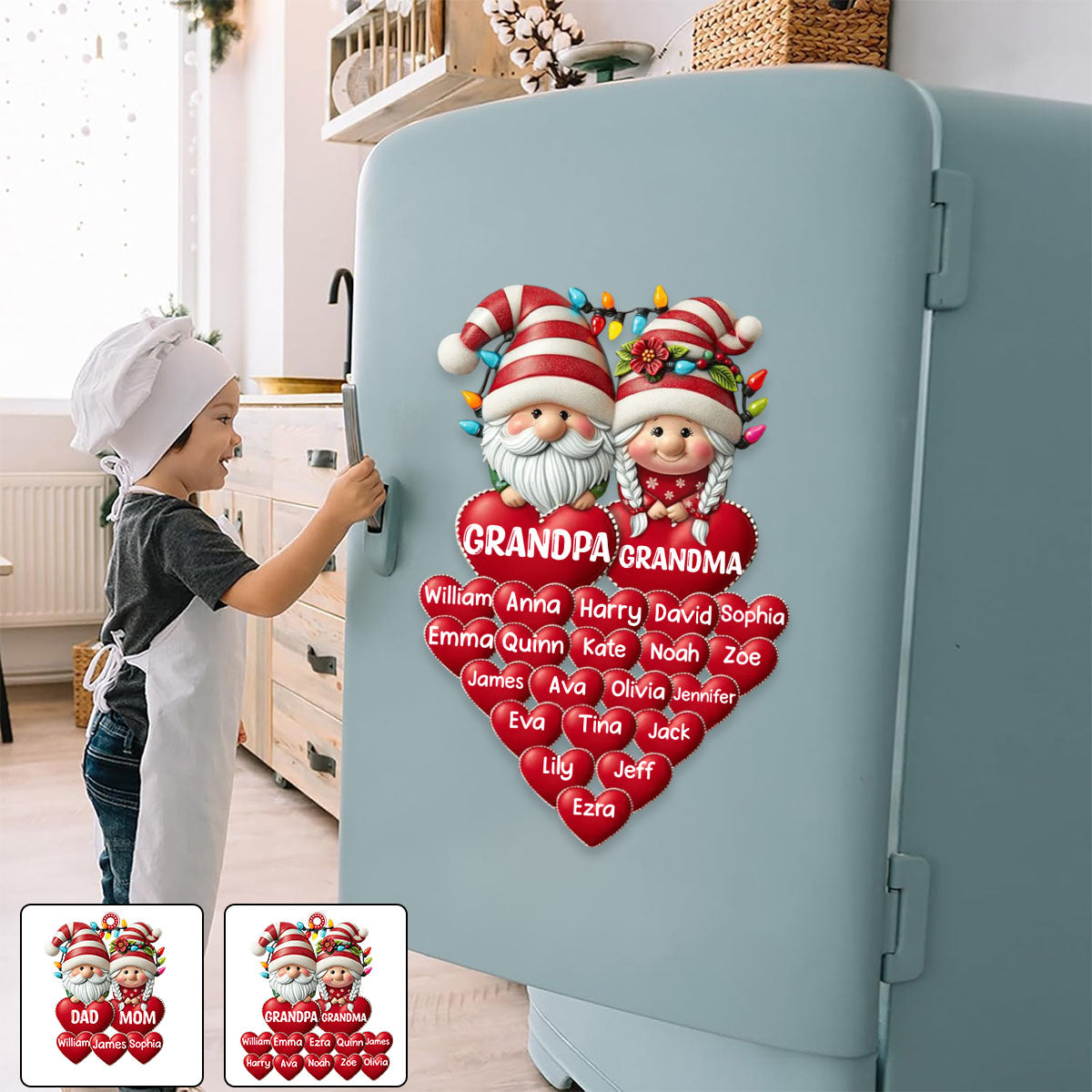 Christmas Grandma & Grandpa Mom & Dad With Heart Kids Custom Decal Sticker
