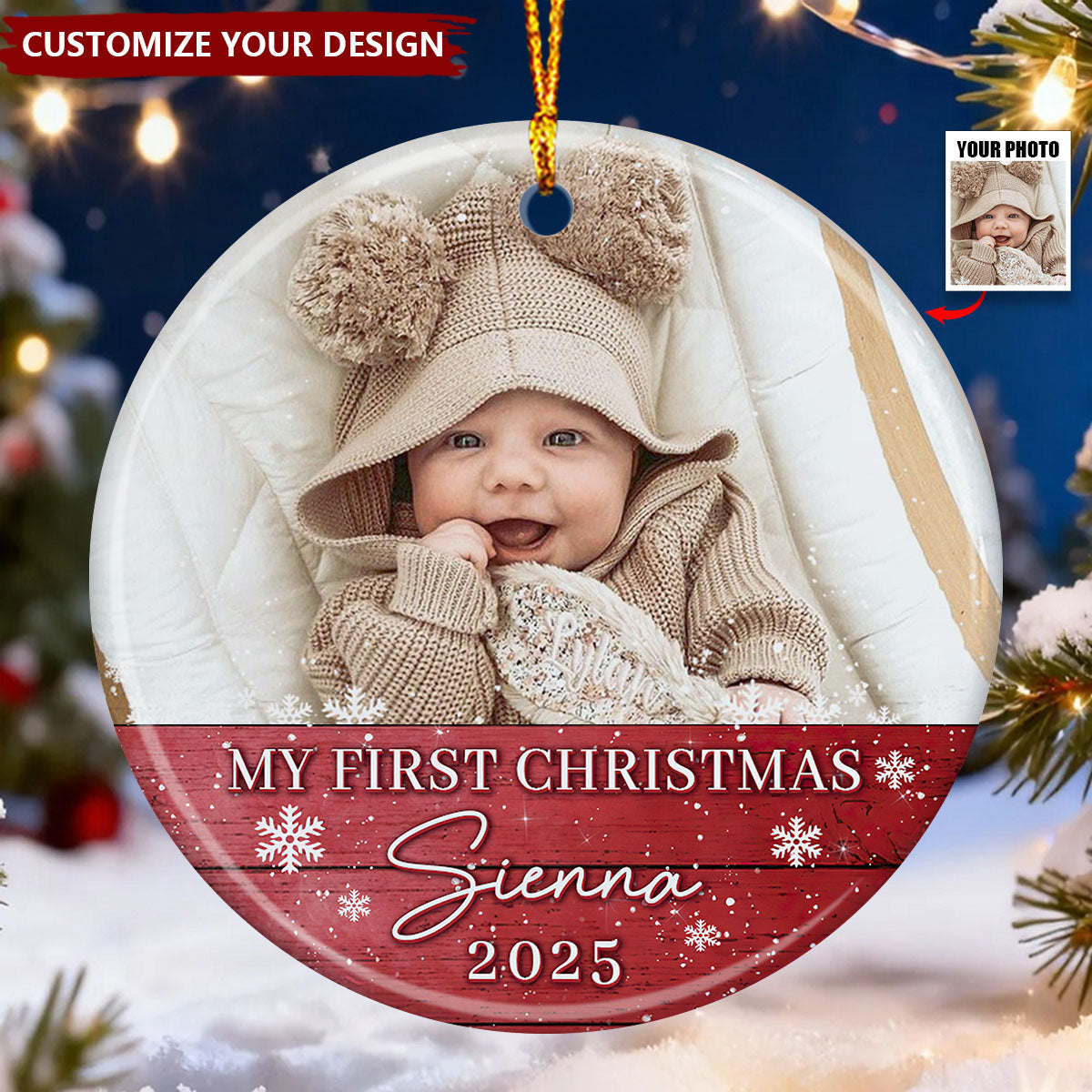 Personalized Baby First Christmas Ornament, Baby 1st Xmas Photo Ornaments